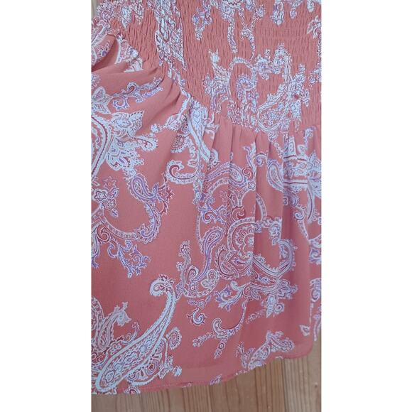 Cato  Orange Smocked Top Ruffles on Collar and Sleeves Peplum Hem Women's Large - Picture 5 of 8